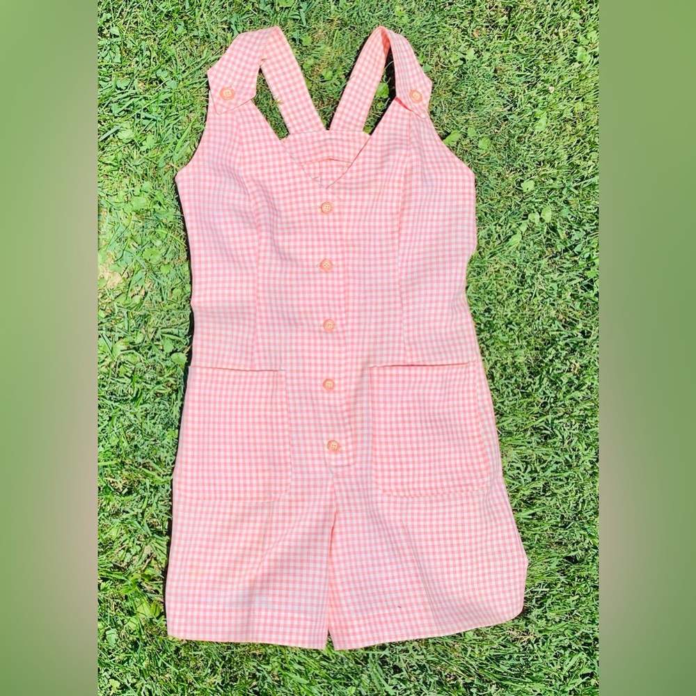 Vintage Short jumpsuit in Pink Gingham